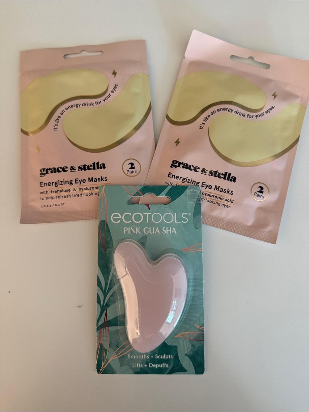Self-Care Bundle | EcoTools Pink Gua Sha + 2 Grace & Stella Eye Mask Packs